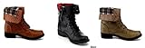 Women's Harley Quinn, Anna Tammy-12 Women Flat Lace up Fold Down Comfy Mid-calf Cuff Military Combat Boot Shoes