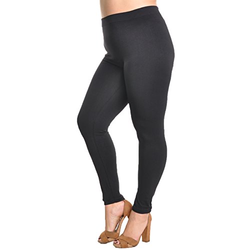 Angelina Full-Length Seamless Plus Size Leggings, #1011PS_Black , Plus Size 3X-4X - Thumbnail 3