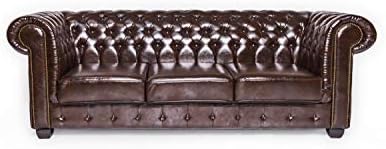 Honeypot Furniture - Chesterfield - 3 Seater - 2 Seater - Armchair - Bonded Leather - Antique Brown - Oxblood Red (Antique Brown, 3 Seater + 2 Seater + Armchair)