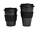 Joe Cup Reusable Coffee Cup for Travel To Go 16oz | Takeaway Bamboo Mug with Lid & Spill Stopper | Plastic & BPA Free | Dishwasher Safe Portable Eco Cup | Organic Bamboo Fiber | Black, 16 oz