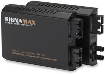 Signamax 065-1132ED 100FX Singlemode to Multimode Media Converter 100BaseFX SC/SM, 40 km Span to 100BaseFX SC/MM, 2 km Span