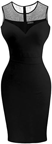 Sylvestidoso Women's Sleeveless Bodycon Little Cocktail Party Dress with Lace Top
