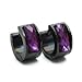 Kstyle Jewelry Stainless Steel Black & Multiple Crystal Studs Hoop Mens Earrings (Blue, Green, Pink, Purple,Yellow) (Purple)