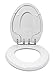TOPSEAT TinyHiney Potty Elongated Toilet Seat, Adult/Child, w/Slow Close Chromed Metal Hinges, Wood, White