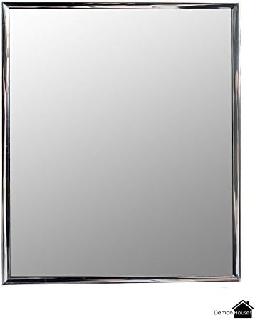 Damon Houses Wall Mounted Rectangular Mirror 10" x 12" In Zinc Frame Silver Colored Finish