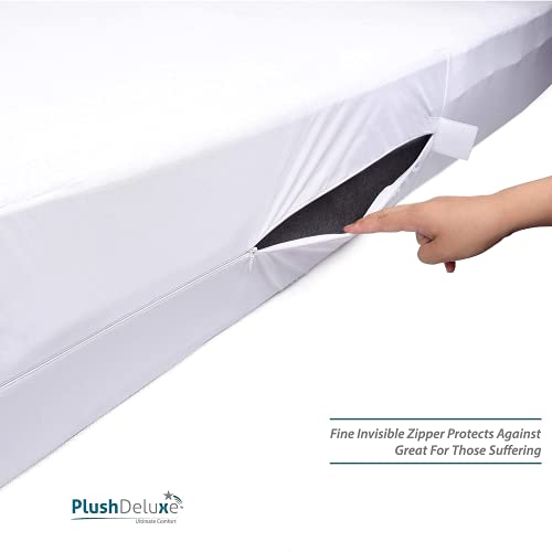 PlushDeluxe Premium Zippered Mattress Encasement, Waterproof, 6Sided