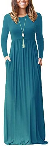 PCEAIIH Women's Casual Sleeveless/Long Sleeve Maxi Dress Loose Long Dresses with Pockets