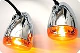 HARLEY MOTORCYCLE DEUCE BULLET CHROME FRONT TURN SIGNALS 2002-2014 SPORTSTER DYNA FATBOY LOTS OF OTHERS!