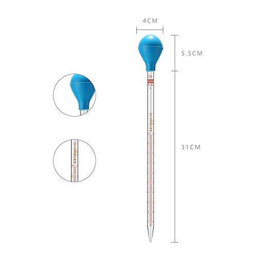 Thick Glass Graduated Dropper Pipettes with Caps Set of 5(1ml 2ml 3ml 5ml 10ml) - Thumbnail 5