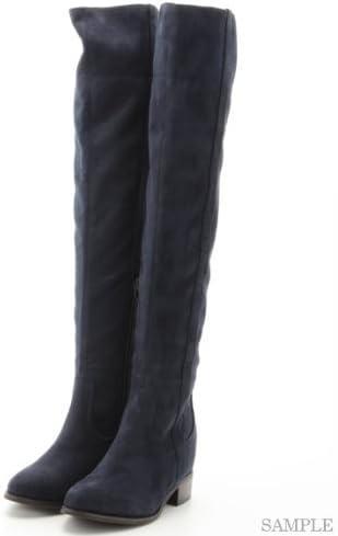 Amazon アール アンド イー R E Rezoy インヒールサイドラインニーハイブーツ ネイビースエード 23 5 R E アール アンド イー ブーツ ブーティ