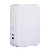 GE USB Charging Surge Protector, 5 Outlet, 2 USB Ports, Wall Charger, Fast Charge, Side Access, 2.4A, 560 Joules Protection Rating, White Finish, 38314