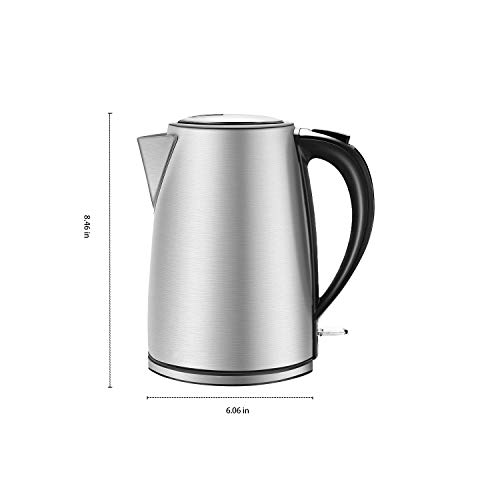 Electric Kettle - Hot Water Kettle 1.7 Liter - Stainless Steel Cordless Tea Kettle 1500W with Auto Shut-off, Boil-Dry Protection