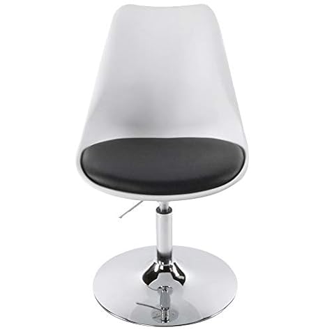 Finch Fox Height-Adjustable Swivel Modern Queen / Cosmic/ Victoria Plastic Office Chair with Cushion for Salon/Spa / Bar/Medical / Kitchen/Doctor Stool Chair (White & Black Color)