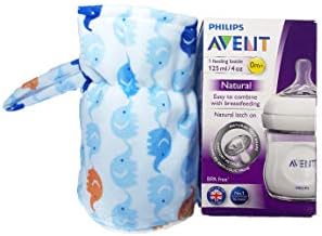 1stbabystore New Born Baby Soft Velvet Plush Milk Feeding Bottle Cover Suitable for Philips Avent Natural Feeding Bottles Upto 150ml Capacity Elephant Print Blue