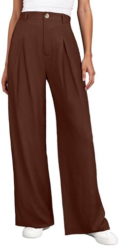 Arach&Cloz 2026 Women's Wrinkle Free Wide Leg Dress Pants High