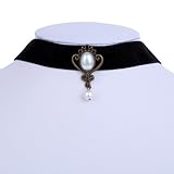 Yazilind Jewelry Lace Collar Necklace Black Lolita Punk Retro Simple Style Handmade for Women Length:12in