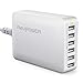 USB Charger RAVPower 60W 12A 6-Port Desktop USB Charging Station with iSmart Multiple Port, Compatible iPhone Xs Max XR X 8 7 Plus, iPad Pro Air Mini, Galaxy S9 S8 S7 Edge, Tablet and More (White)