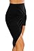 Simlu Womens Drape Up Stretchy Asymmetrical High Low Short Mini Bodycon Pencil Skirt, Black, Medium
