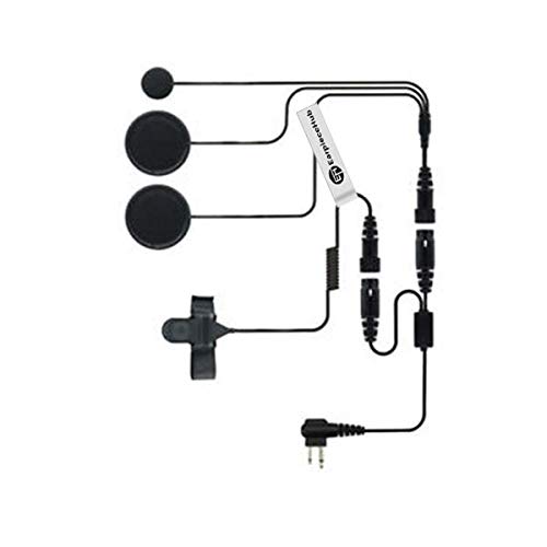 Full Face Motorcycle Bike Helmet with Boom Speaker PTT Earpiece Headset Headphone Mic Compatible with 2 Pin MOTOROLA Radio CP040, GP300, XTN, DTR Two way Radio Walkie Talkie