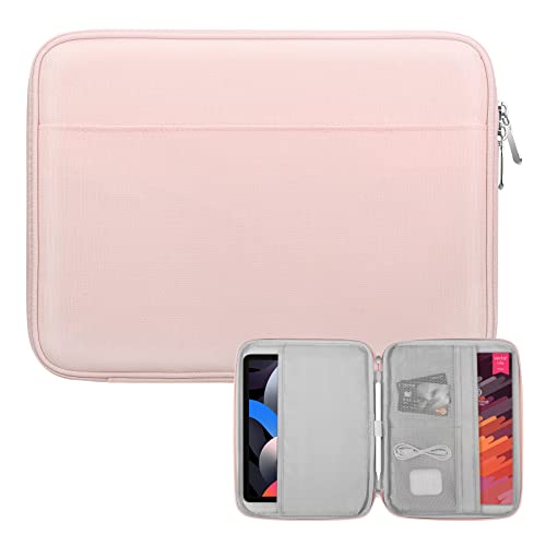 Dadanism 9-11 Inch Tablet Sleeve for iPad 10.2, iPad Pro 11, iPad Air 5/4 10.9, iPad 10th Gen 10.9 2022, Galaxy Tab A8 10.5/Tab S6 Lite 10.4, Protective Tablet Bag with Multiple Compartments, Pink