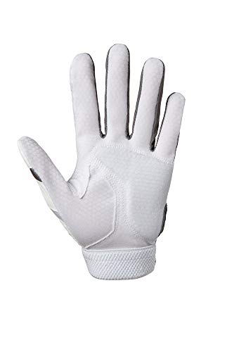 Mizuno Finch Adult Softball Batting Glove, White/Grey, Medium