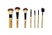 7 Piece Bamboo Makeup Brush Set with Roll-Up Cotton Travel Pouch - Premium Synthetic Hair & Wooden Handles - by Queen's Grace