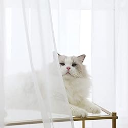 PHILEASY Window Sheer White Curtains 120 Inches