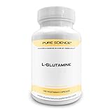 Pure Science L-Glutamine Supplement 1500mg  Improves Energy Levels & Muscle Mass, Muscle Recovery, Supports Digestive & Immune Health  100 Vegetarian Capsules of Glutamine Powder