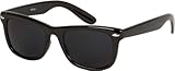 DS1006 1980's Wayfarer Style Fashion Sunglasses with Super Dark Lens - Black