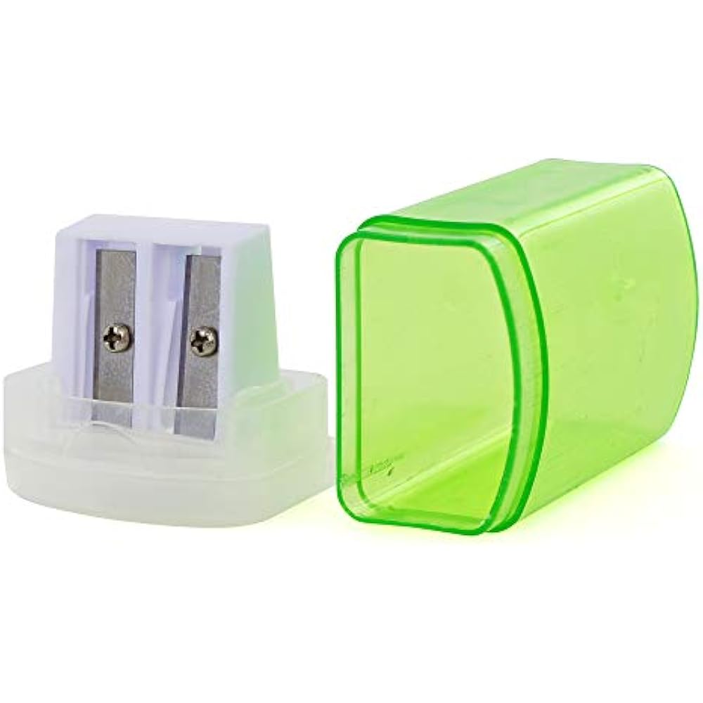Emraw Dual Hole Manual Pencil Sharpener W/ Lid Rectangular Receptacle