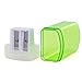 Emraw Dual Hole Manual Pencil Sharpener with Lid & Rectangular Receptacle to Catch Shavings for Regular & Oversize Pencils/Crayons in Blue, Green, Pink & Black Great for School Home & Office - 4-Pack