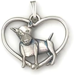 Sterling Silver Bull Terrier Pendant, Silver Bull Terrier Necklace fr Donna Pizarro's Animal Whimsey Collection