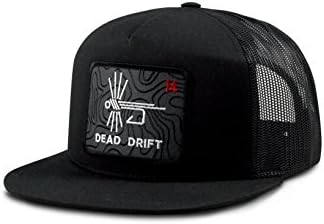 Fly Fishing Hat Topo Map Black Flat Bill Snap Back by Dead Drift Fly (Black)