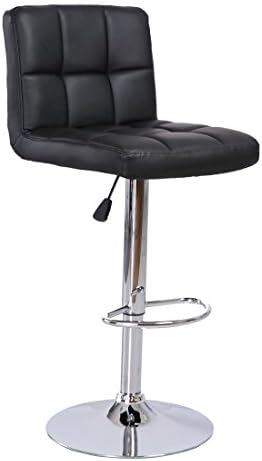 C HENGCHANGCHAIRS Flourish Office Leather Adjustable Swivel Bar Stools Kitchen Chair with Back Black