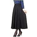 Fieer Womens Retro Big Pendulum Fall Winter Plaid Wool Blend Full Length Skirts