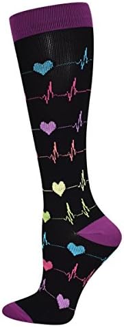 Think Medical Women's 10-14 Mmhg Compression Socks Medium Heart Ekg