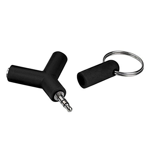 Sinwo Portable Audio Splitter Y Jack Male to 2 Female M/F 3.5mm Stereo Earphone (Black)
