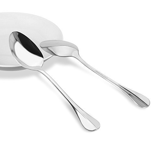 Table Spoons Set Of 12 By Nucookery - Heavy Duty, Dishwasher Safe Stainless Steel Construction - Ergonomic Long Handle Design - For Eating Spaghetti, Appetizers, Desserts & Serving Or Mixing Salads