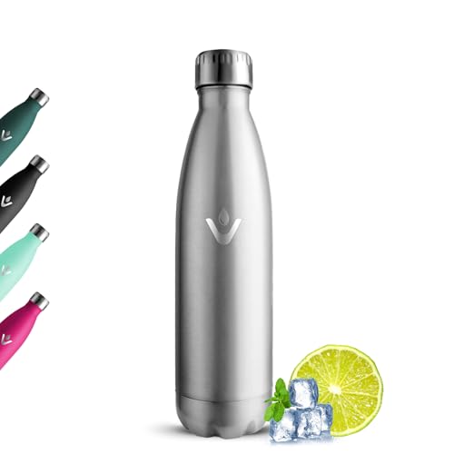 Edelstahl Trinkflasche, Trinkflasche 500ml Kinder, Hält Heiß und Kalt, Wasserflasche Kohlensäure Geeignet, Auslaufsichere Thermosflasche, BPA Frei Isolierflasche für Travel, Büro, Radfahren