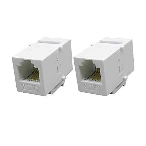 BUPLDET RJ11/RJ12 Keystone Phone Jack - CAT3 Female to Female Telephone Jack Coupler - White(2-Pack) - Thumbnail 2