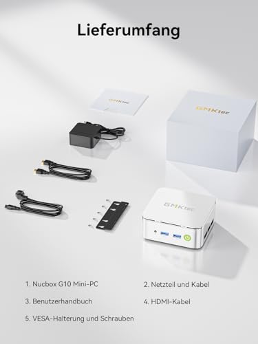 GMKtec G10 Mini PC 3 Year Support AMD Ryzen 5 3500U 3.7GHz (Beats 4300U), 512GB PCIe3.0x4 SSD 16GB DDR4, Mini Computer with 4k Triple Display (HDMI + DP + Type C), BT5.0/2.5G Ethernet for Office Win 11
