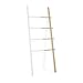 Umbra Hub Ladder – Adjustable Clothing Rack for Bedroom or Freestanding Towel Rack for Bathroom | Expands from 16 to 24 inches with 4 Notched Hooks, White/Naturalthumb 1