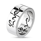 STR-0027 Stainless Steel 'Love' Glossy Mirror Finish Band Ring; Comes With Free Gift Box