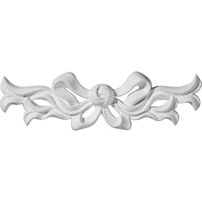 Ekena Millwork ONL09X03X01VE 9 1/4-Inch W X 3-Inch H X 3/4-Inch P Versailles Small Ribbon with Bow Center Onlay