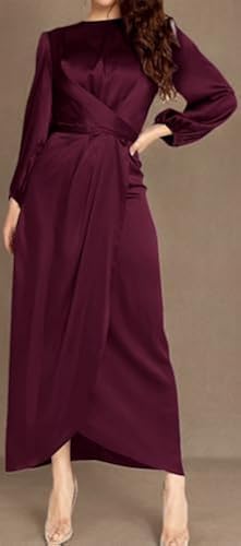 pinupart women's elegant empire waist long sleeve satin maxi dress Pinupart Womens Elegant Empire Waist Long Sleeve Satin Dress Small NWT Black