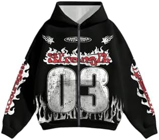 Amazon.com: SOLY HUX Men's Graphic Oversized Hoodies Y2k Zip Up