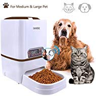 Iseebiz Automatic Pet Feeder, Cat Dog Food Dispenser 6 Liter Hopper with Voice Recorder, Timer Programmable, Portion Control, Food Dispense Remind, IR Detect, 4 Meals a Day for Medium Large Cats Dogs