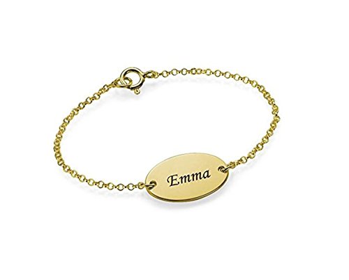 FUJIN Sterling Silver Personalised Gifts Engraved Bracelet Baby Chian Bracelet Personalised with Any Name