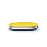 Biobu [by Ekobo] Gusto Dinner Plate Set in Gift Box, Black/Stone/White/Lemon