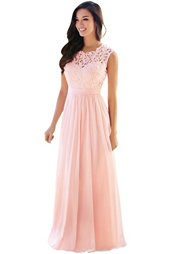 Babyonline-Damen-Kleid-Festliche-Kleider-Brautjungfer-Hochzeit-Cocktailkleid-Chiffon-Faltenrock-Elegant-Langes-Abendkleid